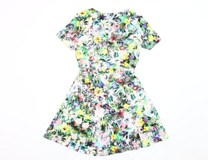 Warehouse Women's Multicoloured Floral A-Line Dress Size 8