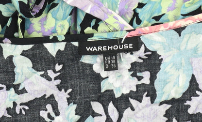 Warehouse Women's Black Floral Playsuit UK 10, Short Sleeve