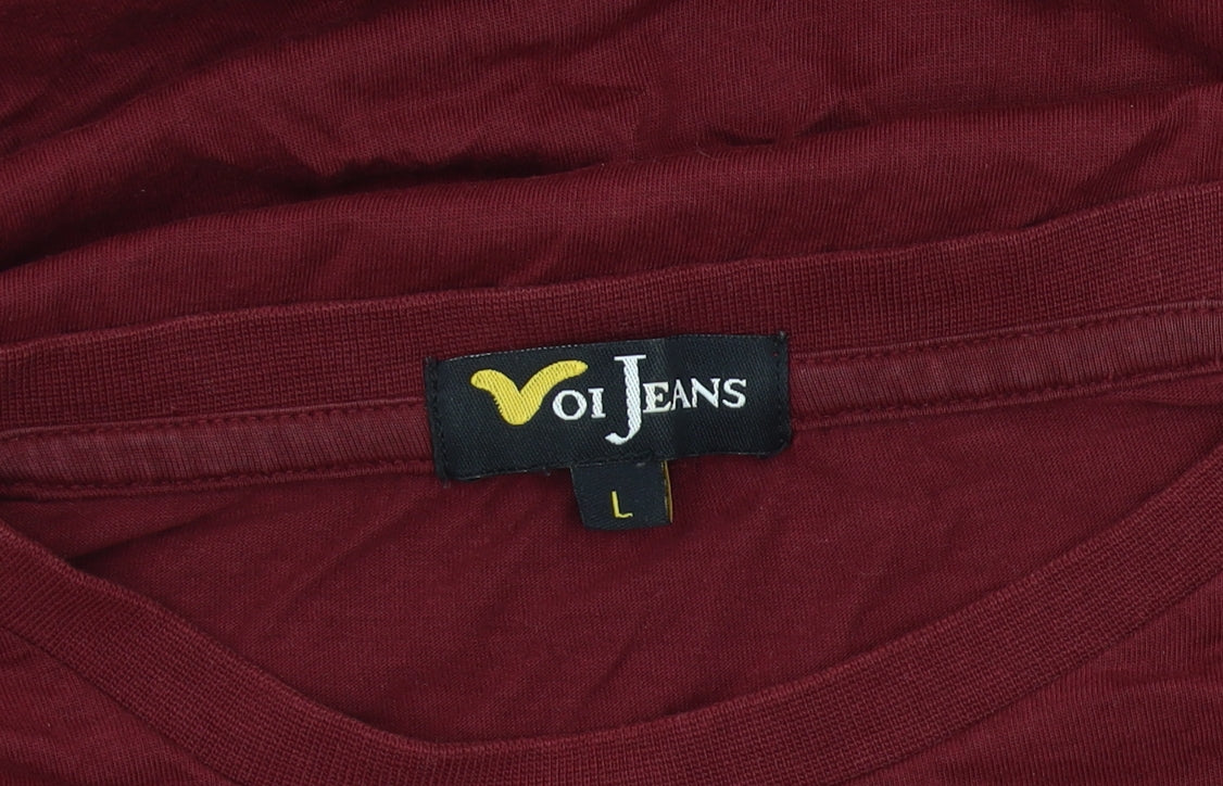 Voi Jeans Men's Red Crew Neck T-Shirt - Large