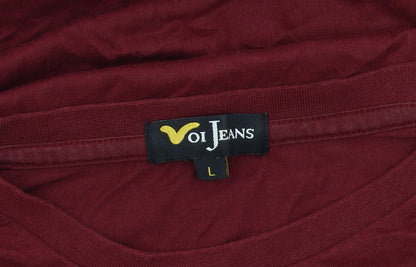Voi Jeans Men's Red Crew Neck T-Shirt - Large