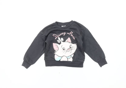 Disney Classics Girls Black Marie Sweatshirt 3-4 Years