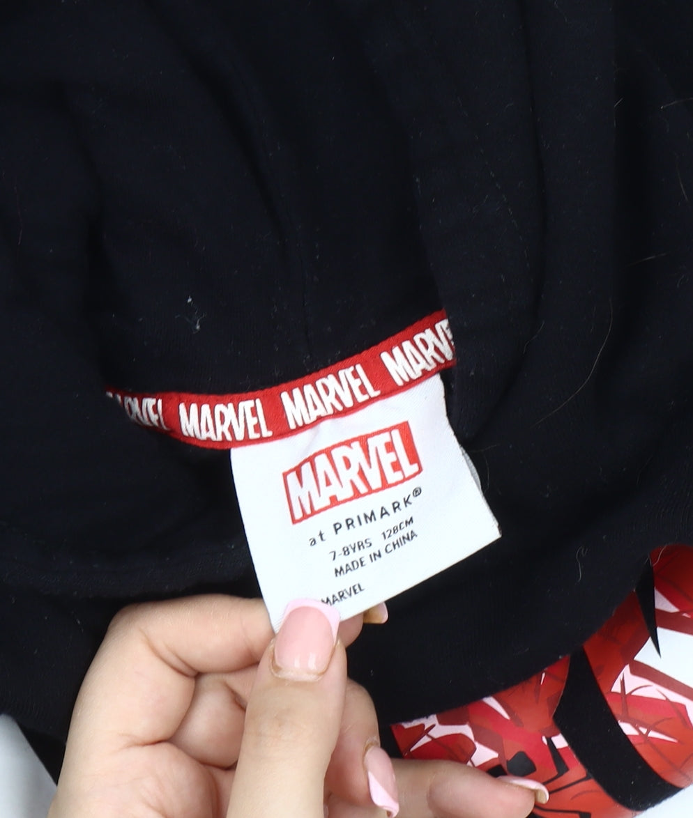 Marvel Boys Black Spiderman Hoodie, 7-8 Years, Pullover Style