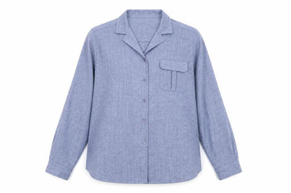 Jumper Women's Blue Button-Up Shirt, Size 14, Long Sleeve