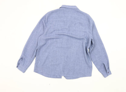 Jumper Women's Blue Button-Up Shirt, Size 14, Long Sleeve