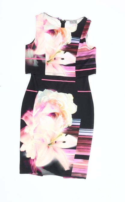 Lipsy Women's Floral Bodycon Dress, Multicoloured, Size 12