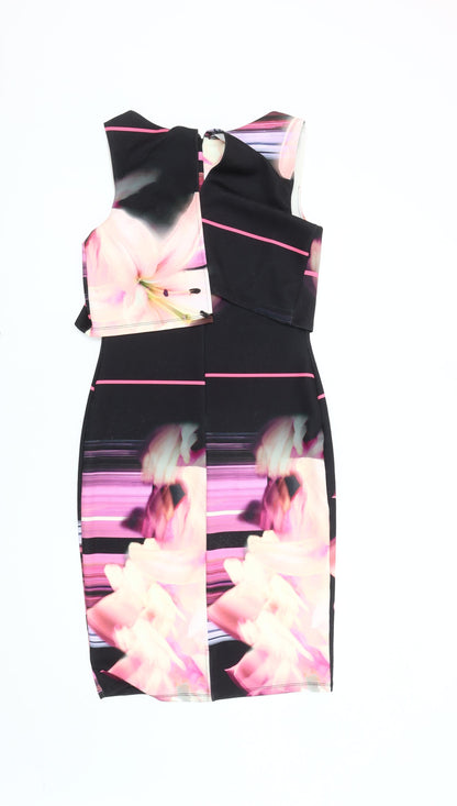 Lipsy Women's Floral Bodycon Dress, Multicoloured, Size 12