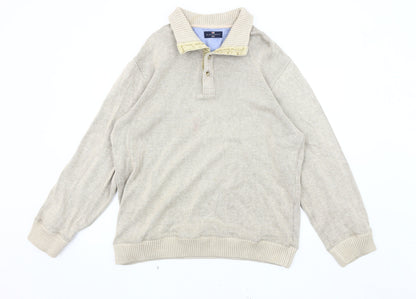 Marks and Spencer Men's Beige Henley Jumper L