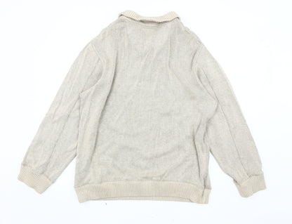 Marks and Spencer Men's Beige Henley Jumper L
