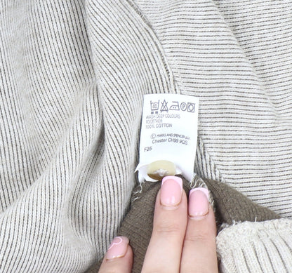 Marks and Spencer Men's Beige Henley Jumper L