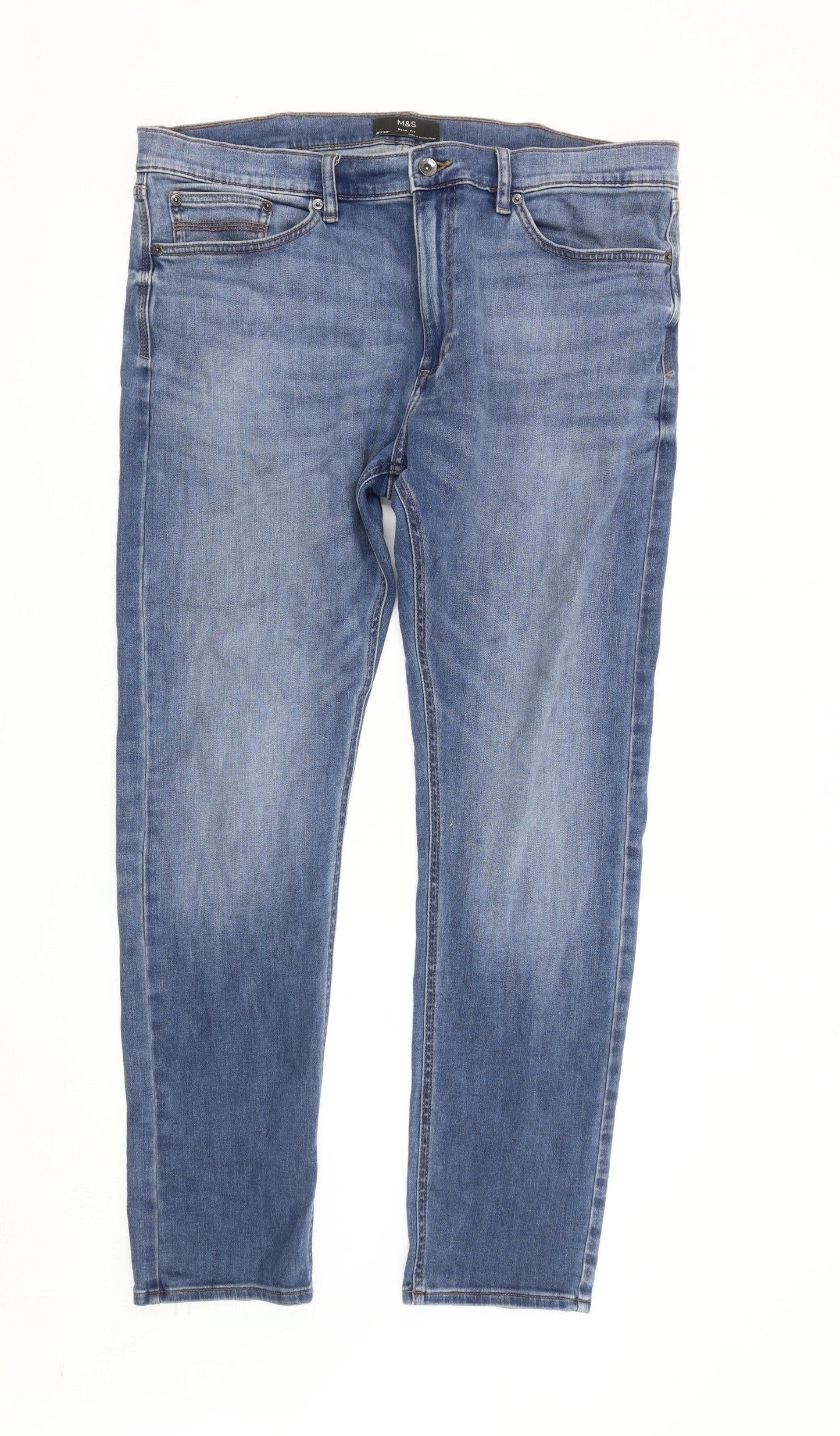 Marks and Spencer Men's Blue Slim Fit Jeans Size 38