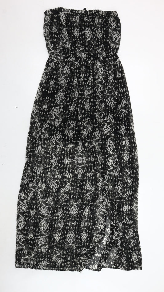 Stradivarius Women's Black Geometric Strapless Dress M