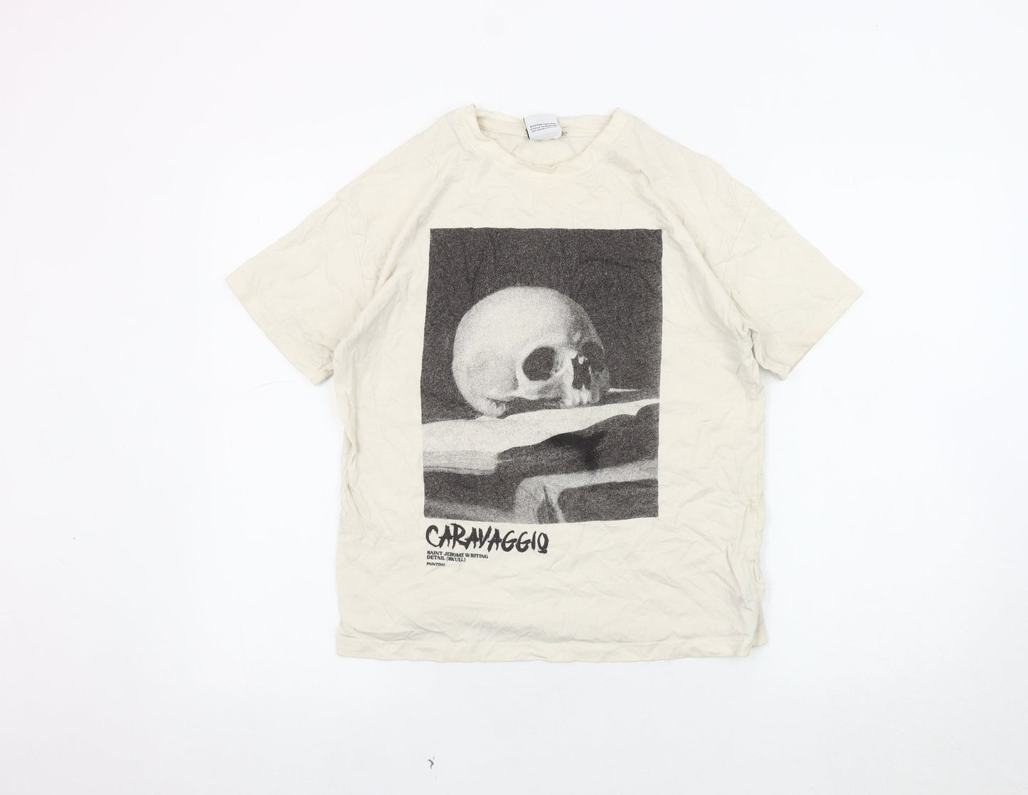 Unisex Adults UK Size S Pull & Bear Beige  T-Shirt
