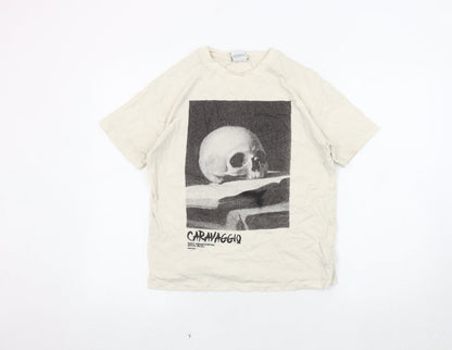 Unisex Adults UK Size S Pull & Bear Beige  T-Shirt