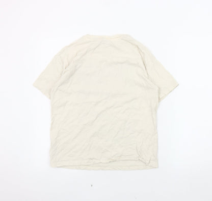 Unisex Adults UK Size S Pull & Bear Beige  T-Shirt