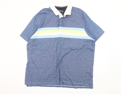 Maine New England Men's 2XL Blue Striped Polo Shirt