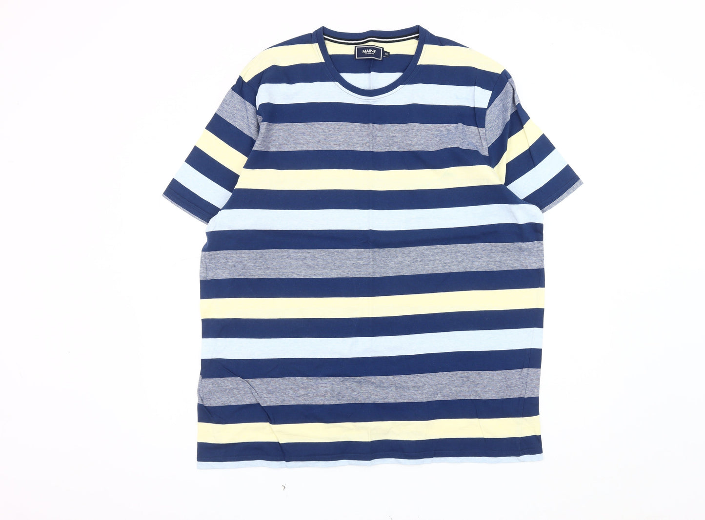 Maine New England Men's Blue Striped T-Shirt 2XL