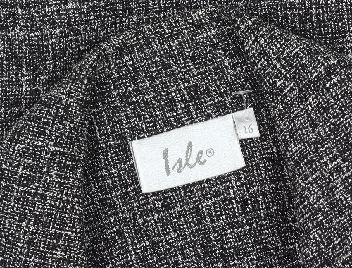 Isle Women's Grey Tweed Blazer Jacket Size 16