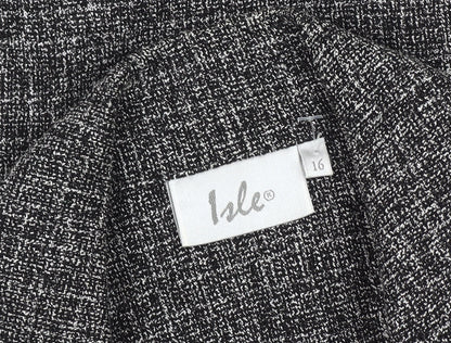 Isle Women's Grey Tweed Blazer Jacket Size 16