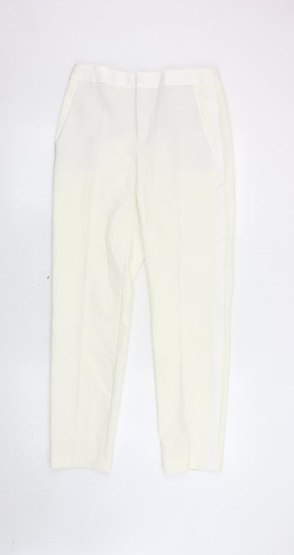 Womens UK Size S Zara Regular Fit Casual Workwear Ivory Trousers
