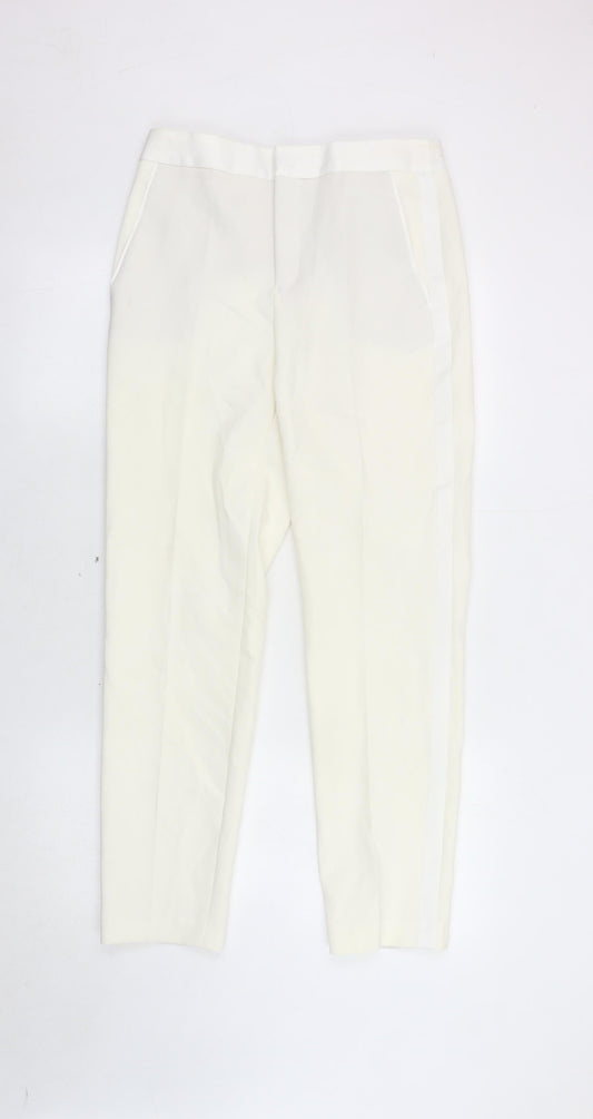 Womens UK Size S Zara Regular Fit Casual Workwear Ivory Trousers