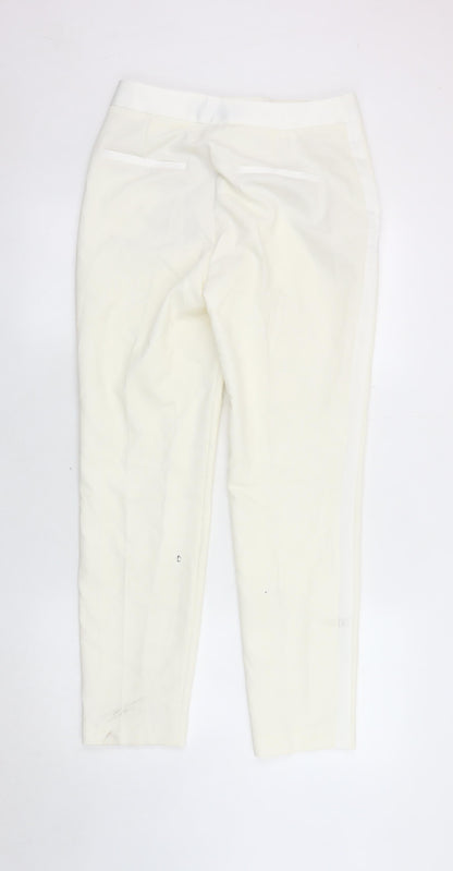 Womens UK Size S Zara Regular Fit Casual Workwear Ivory Trousers