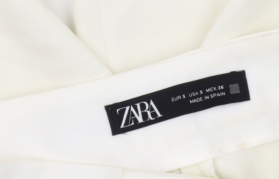 Womens UK Size S Zara Regular Fit Casual Workwear Ivory Trousers