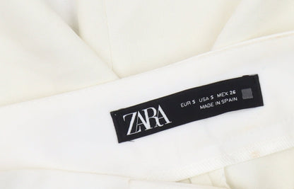 Womens UK Size S Zara Regular Fit Casual Workwear Ivory Trousers