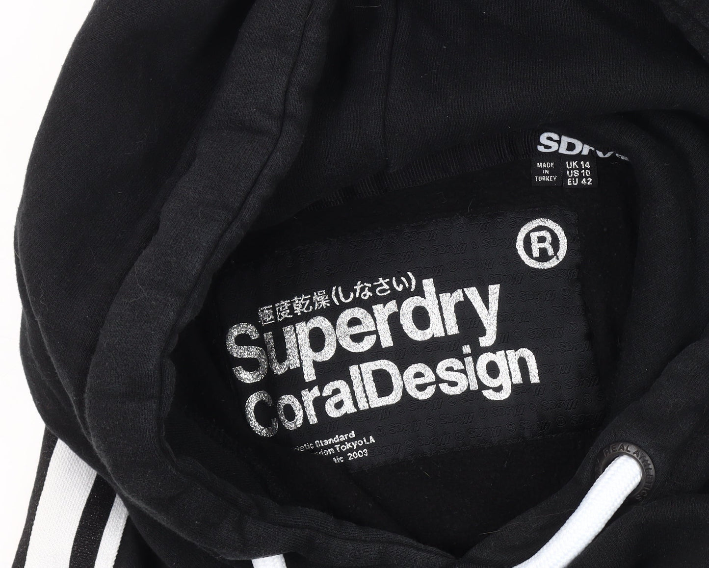 Superdry Women's Black Pullover Hoodie Size 14