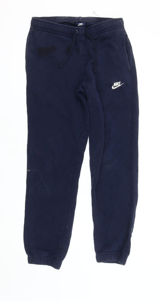 Nike Men's Blue Jogger Trousers - Size S, Elastic Waist