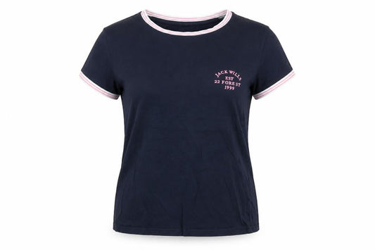 Womens UK Size 14 Jack Wills Blue Ringer T-Shirt