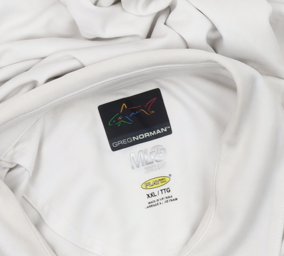 Greg Norman Men's White 2XL Polo Shirt Short Sleeve