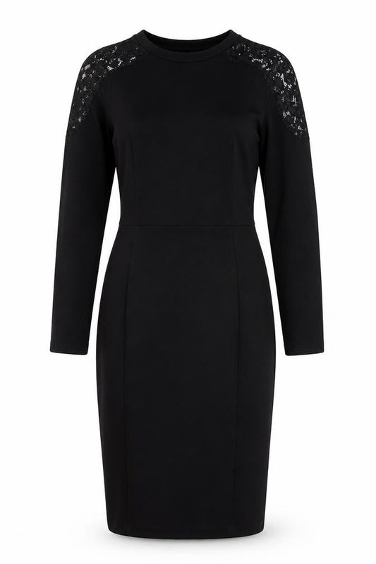 Whistles Women's Black Dress Size 10 with Lace Accents