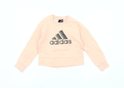 Adidas Girls Pink Pullover Sweatshirt 2-3 Years Logo Crew Neck