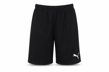 Front view of Puma boys’ black athletic shorts -, size S, lightweight for summer