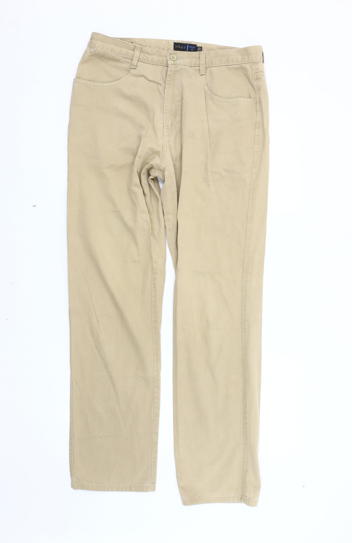 Next Men's Beige Chino Trousers, Size 34L