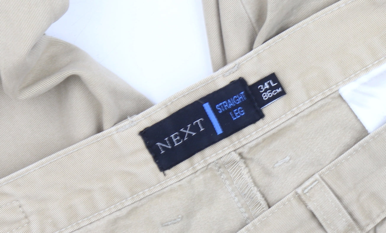Next Men's Beige Chino Trousers, Size 34L