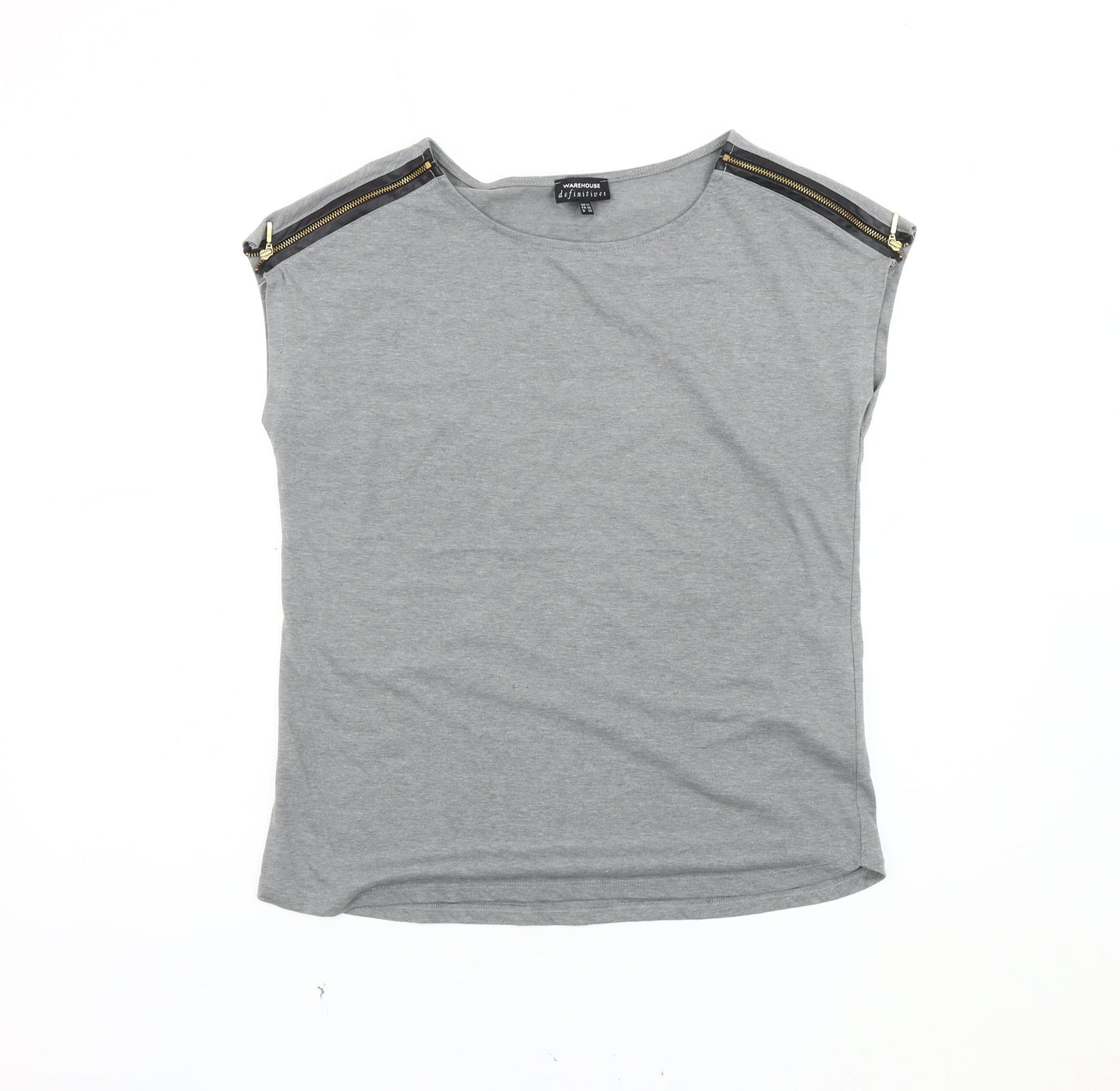 Womens UK Size 12 Warehouse Grey Basic T-Shirt