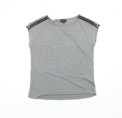 Womens UK Size 12 Warehouse Grey Basic T-Shirt