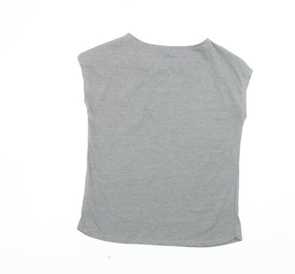 Womens UK Size 12 Warehouse Grey Basic T-Shirt