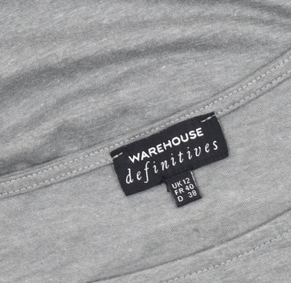 Womens UK Size 12 Warehouse Grey Basic T-Shirt