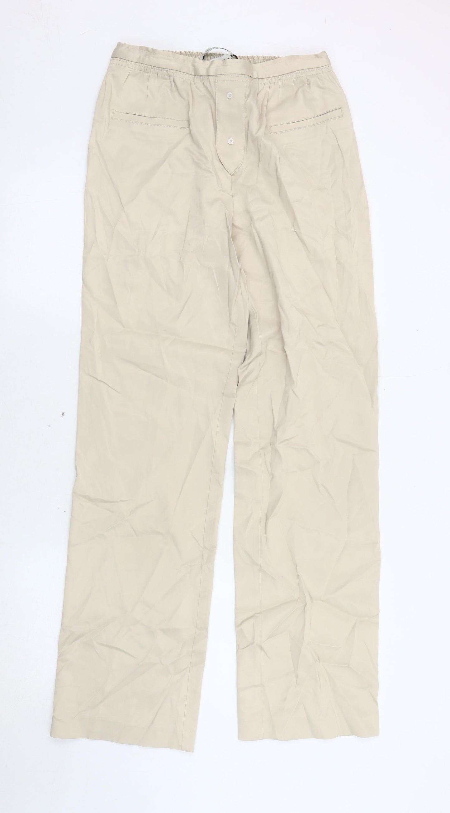 Womens UK Size 24 Zara Relaxed Fit Casual Travel Beige Trousers