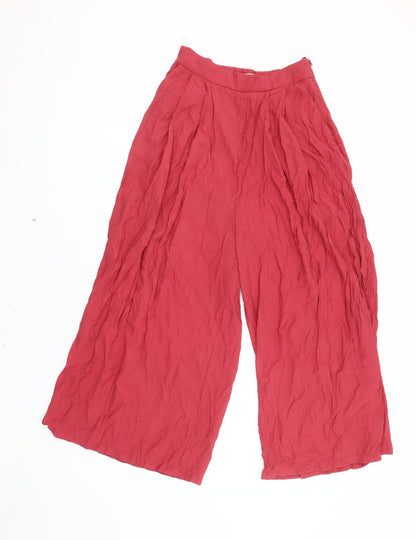 Womens UK Size 8 MNG Relaxed Fit Wide-Leg Red Trousers