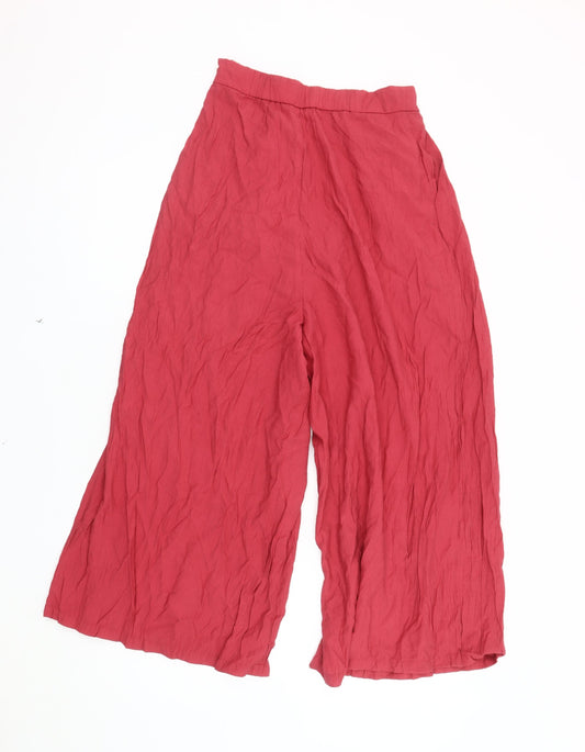 Womens UK Size 8 MNG Relaxed Fit Wide-Leg Red Trousers