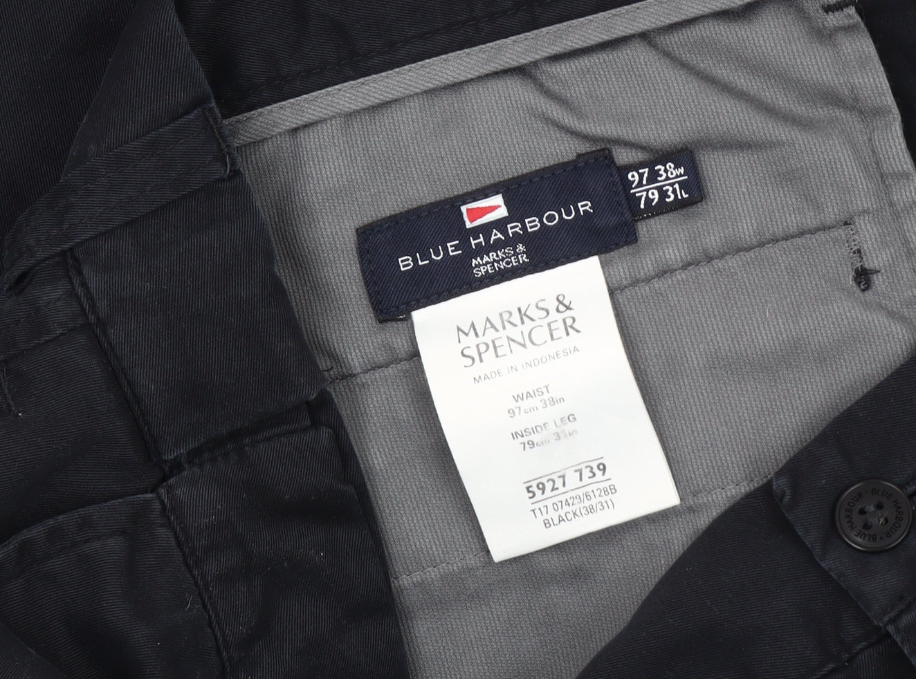 Marks and Spencer Men's Black Trousers 38in