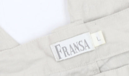 Fransa Women's Beige Straight Trousers L