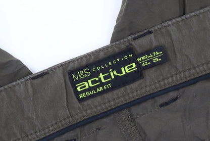 Marks and Spencer Men's Green Walking Trousers, Size 42, Regular Fit