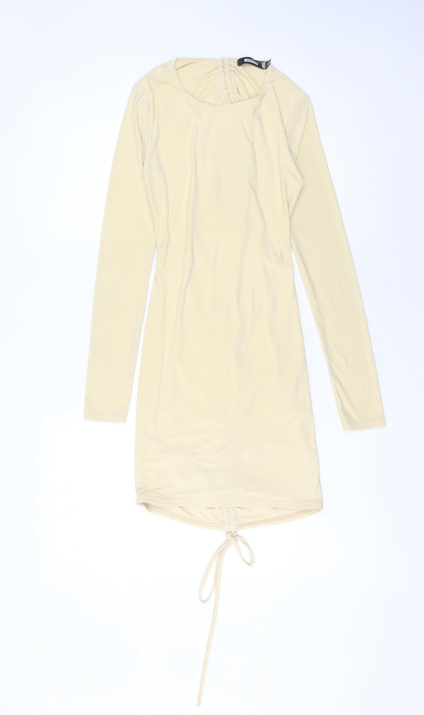 Missguided Women's Beige Long Sleeve Bodycon Dress Size 8