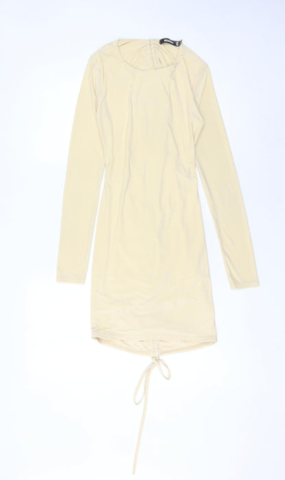Missguided Women's Beige Long Sleeve Bodycon Dress Size 8