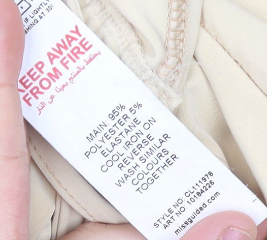 Missguided Women's Beige Long Sleeve Bodycon Dress Size 8