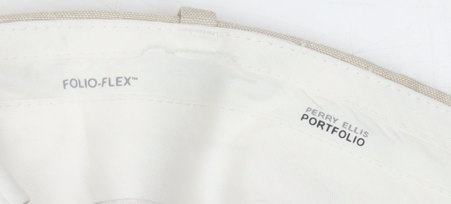 Perry Ellis Beige Men's Linen Trousers 38 Classic Fit